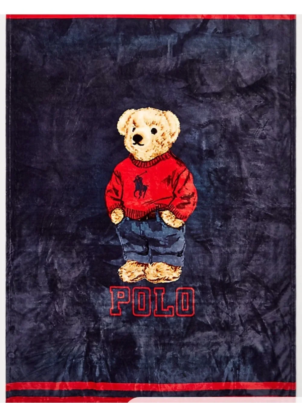 Like new Polo Ralph Lauren Polo Bear Fleece Throw Blanket